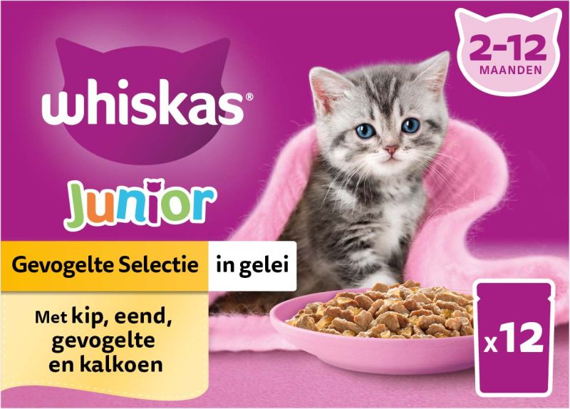Whiskas Pouch 12x85g Poultry Junior
