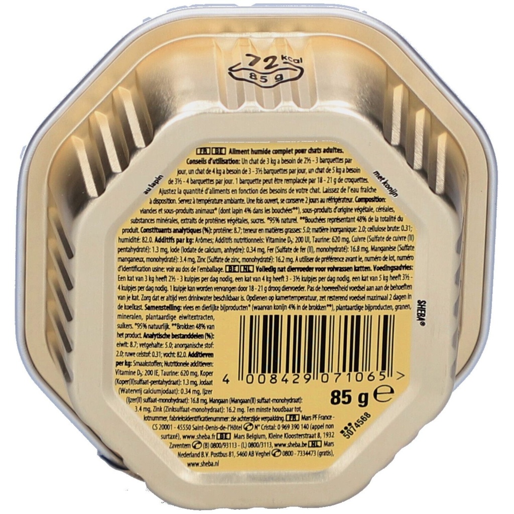 Sheba Tray Minifilets Lapin&Gib. 85G