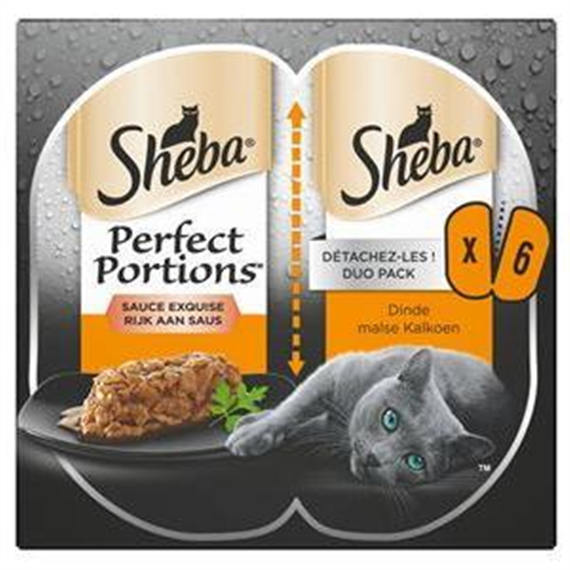 Sheba Perfect Portions Luxe paté Kalkoen 3x(2x37,5g)