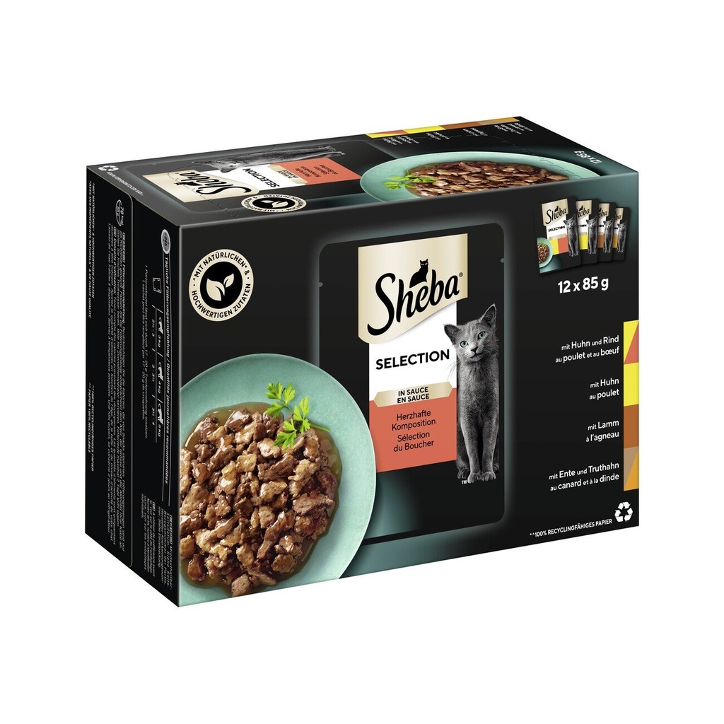 Sheba Pouch Sélection Boucher en Sauce 12x85g