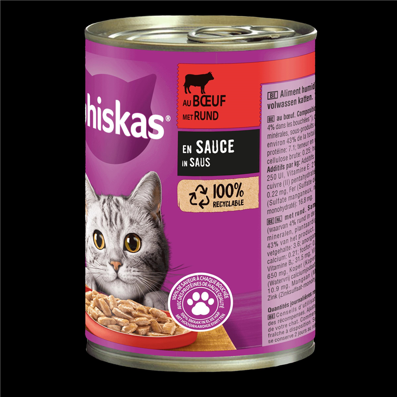 Whiskas Can 400g Boeuf Sauce