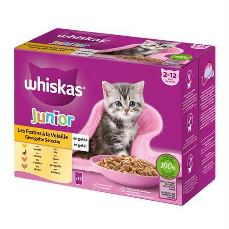 Whiskas Pouch 12x85g Poultry Junior