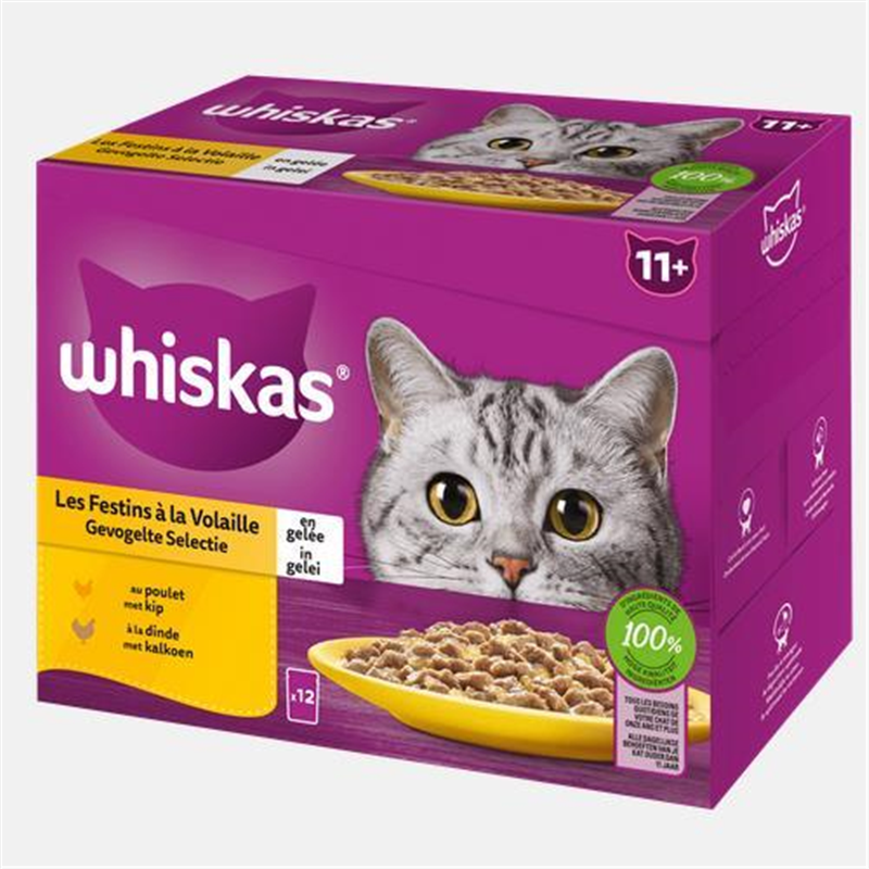 Whiskas Pouch 12x85g Poultry 11+