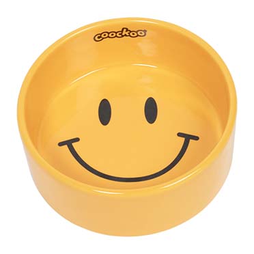 [LARO_621/485019] Mangeoire SMILEY M-750ml-15.5x15.5x6cm jaune