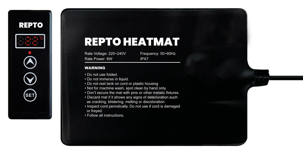 [AQDI_R3100355] REPTO HEAT MAT WITH THERMOSTAT 8 WATT 20X15 CM