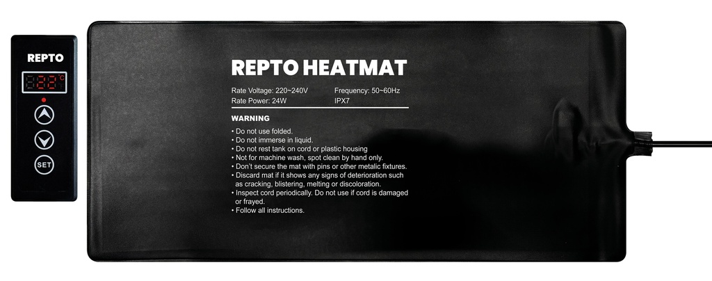 [AQDI_R3100365] REPTO HEAT MAT WITH THERMOSTAT 24 WATT 45X20 CM