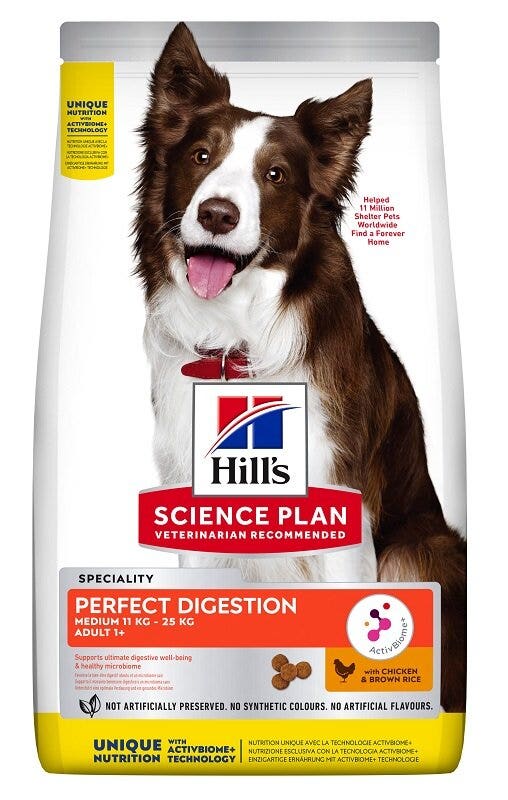 Hill's Science Plan - Adult Perfect Digestion Medium with Chicken&Brown Rice 12kg