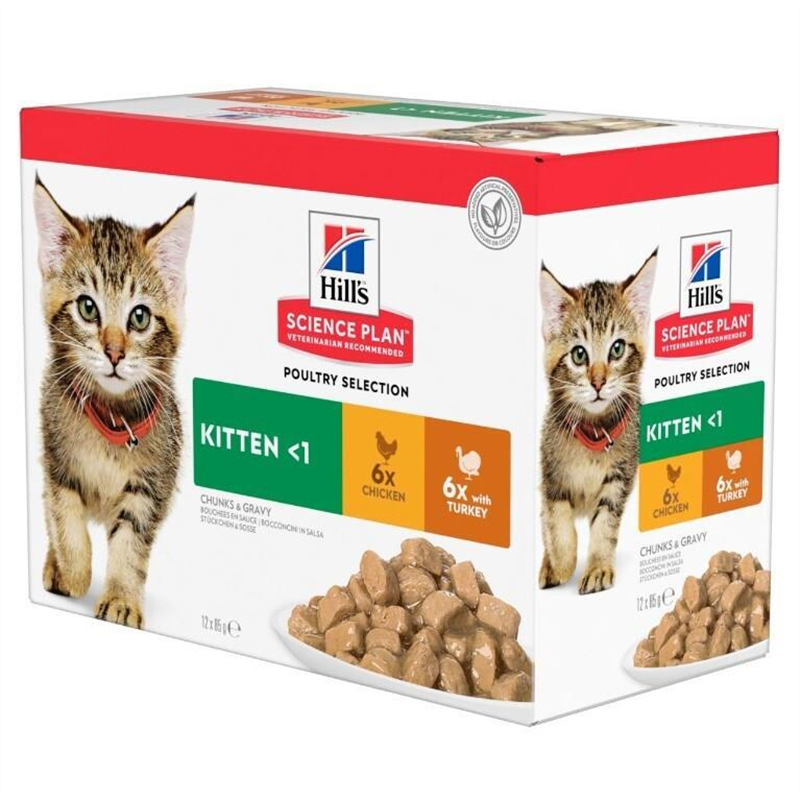 Hill's Science Plan - Kitten Poultry Selection Multipack (Chicken/Turkey) (12x85g)