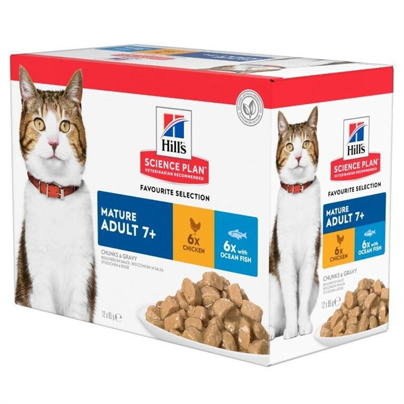 Hill's Science Plan - Mature Adult 7+ Favorite Selection Multipack (Chicken/Ocean Fish) (12x85g)
