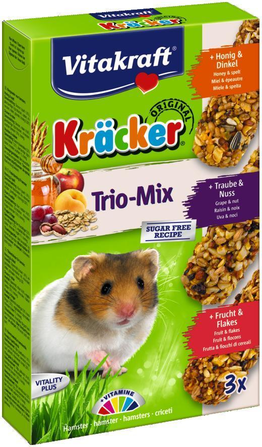 [VIKR_25088] Kräcker hamsters Trio Mix miel/épeautre -raisins/noix-fruits/flakes
