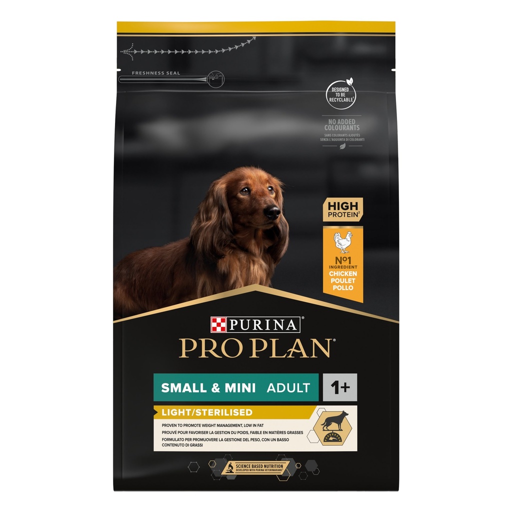 PRO PLAN Dog Small&Mini Adult Light/Sterilised Kip-Poulet 3kg
