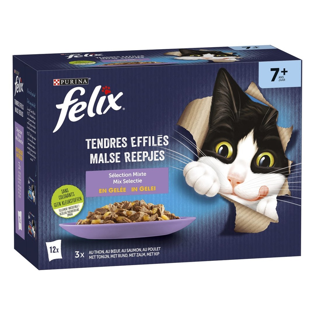[NEST_12471607] FELIX 44X85G TENDRES EFFILES SELECTION MIXTE EN GELÉE (VIANDES ET POISSONS)