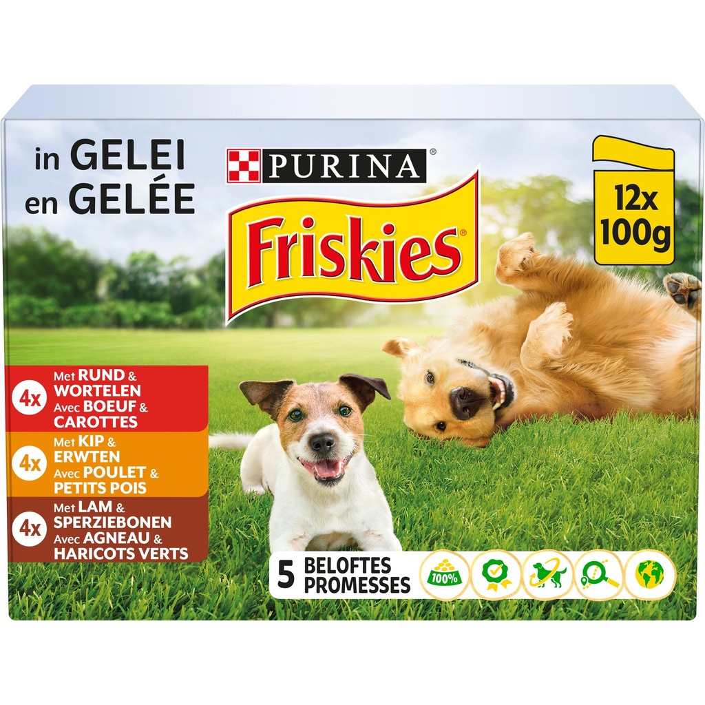 [NEST_12751901] FRISKIES 12X85G ADULT BŒUF POULET AGNEAU EN GELEE