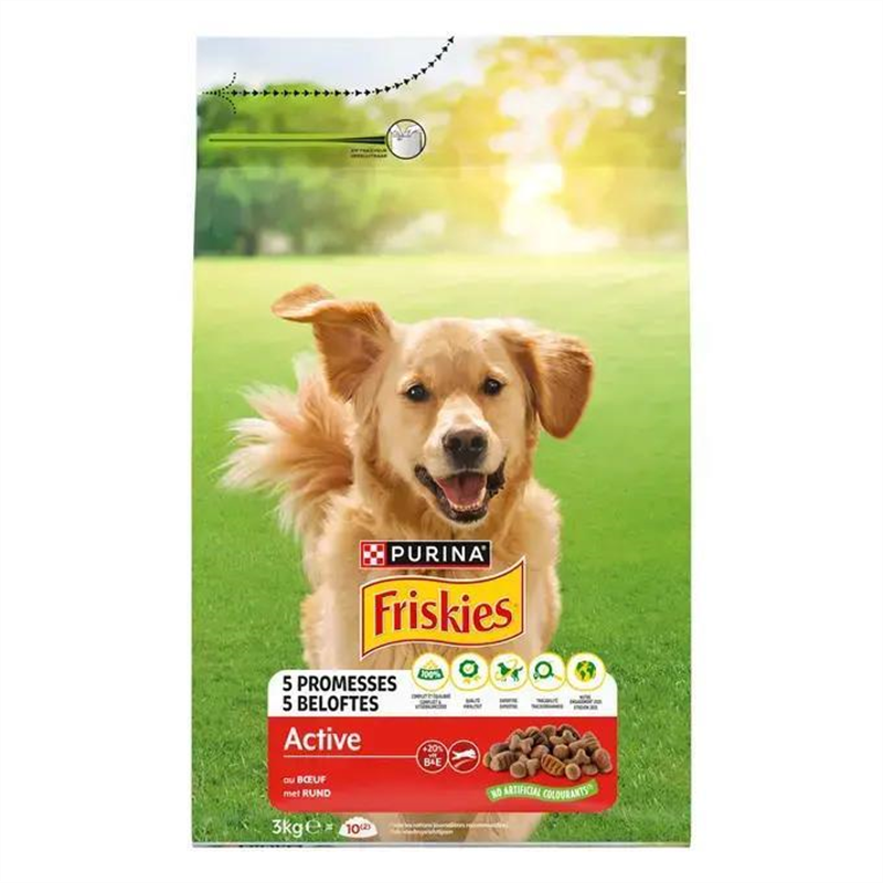 FRISKIES DOG 3KG ACTIVE AU BŒUF