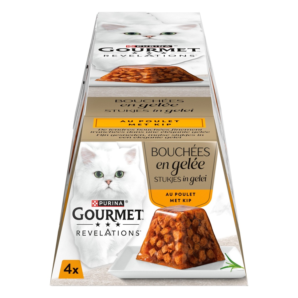 GOURMET REVELATION 4x57G POULET MORCEAUX FINS EN GELEE