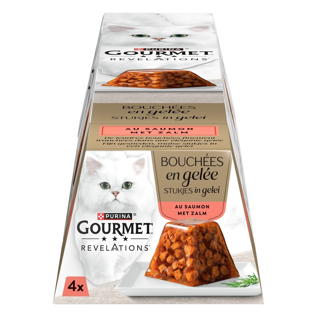 GOURMET REVELATION 4x57G SAUMON MORCEAUX FINS EN GELEE