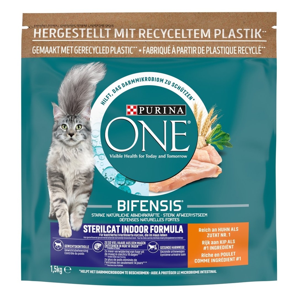ONE BIFENSIS 1500G STERILCAT INDOOR RICHE EN POULET ET AUX CÉRÉALES COMPLÈTES