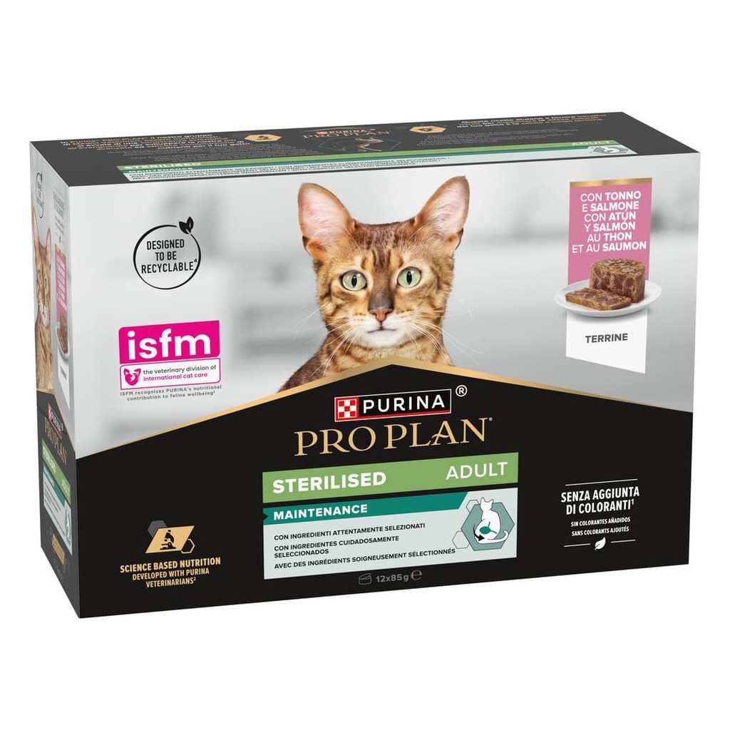 PRO PLAN Cat Terrine Sterilised Adult Maintenance Zalm&Tonijn-Saumon&Thon 12x85g