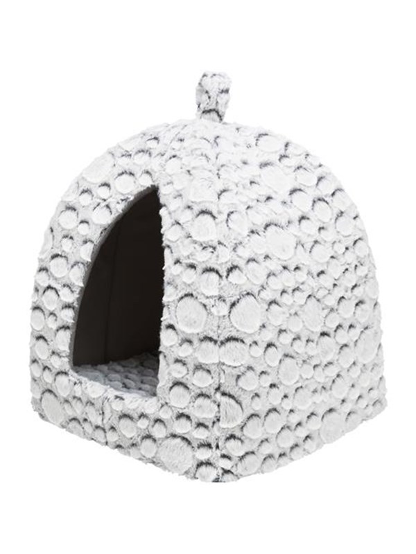 [TRIX_38980] Abri Mila, en peluche, 32 × 42 × 32 cm, blanc-gris