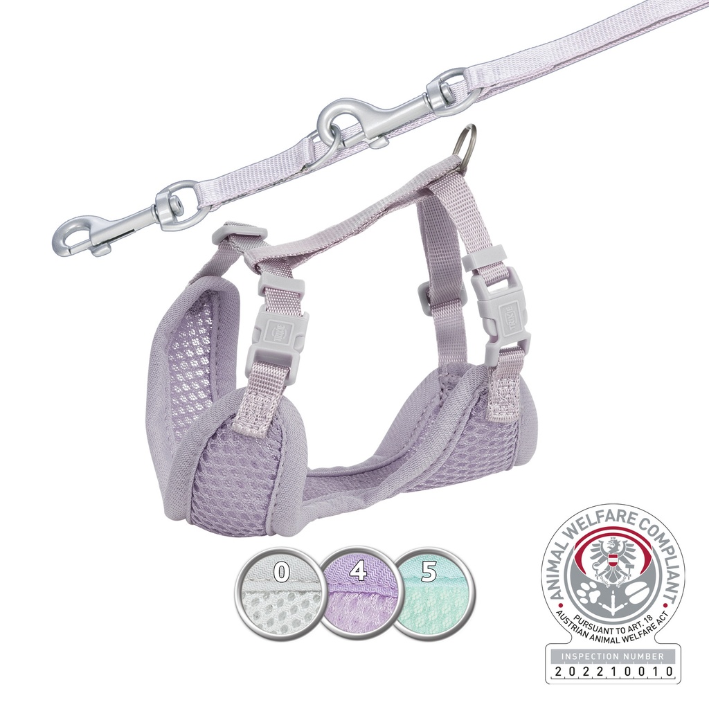 Junior harnais souple chiot avec laisse, M–L: 36–50 cm/10 mm, 2,00 m, mauve