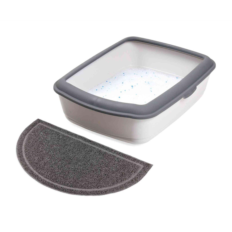 [TRIX_40385] Tapis pour bac à litière, semi-circulaire, en PVC, 41 × 25 cm, anthracite