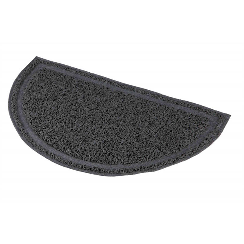 Tapis pour bac à litière, semi-circulaire, en PVC, 59 × 35 cm, anthracite