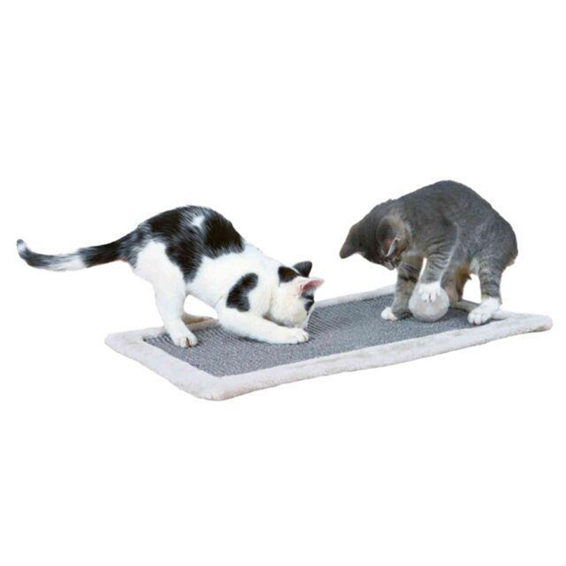 Tapis griffoir, tapis en sisal/en peluche, 55 × 35 cm, gris