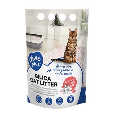 Duvoplus Premium Silica litière fleurs 1-8mm - 5L - 2kg blanc/orange