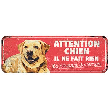 D&D Home Panneau d'avertissement labrador fr 40x13x0,3cm rouge