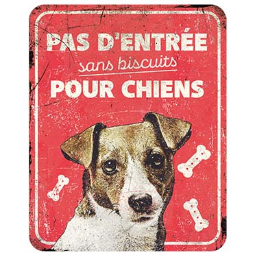 D&D Home Panneau d'avertissement jack russel fr 25x20x0,3cm rouge