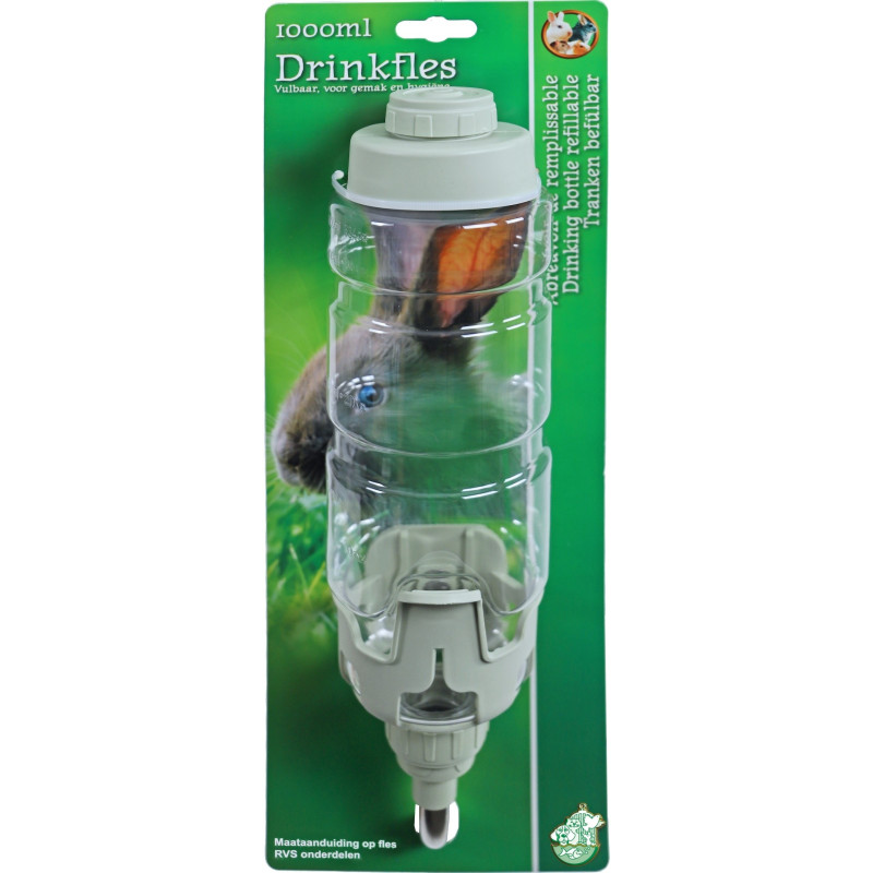 BOUTEILLE À BOIRE REMPLISSABLE + SUPPORT + Bec en acier inoxydable 1000ML