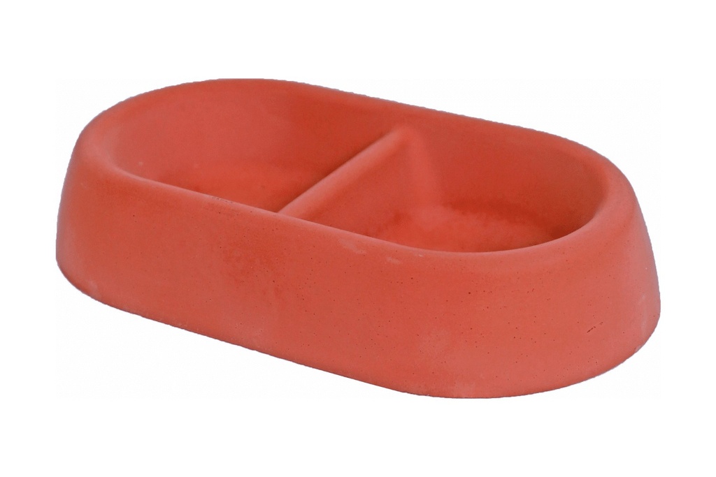 GAMELLE DE NOURRISSAGE EN BÉTON LAPIN OVALE DOUBLE 21 CM