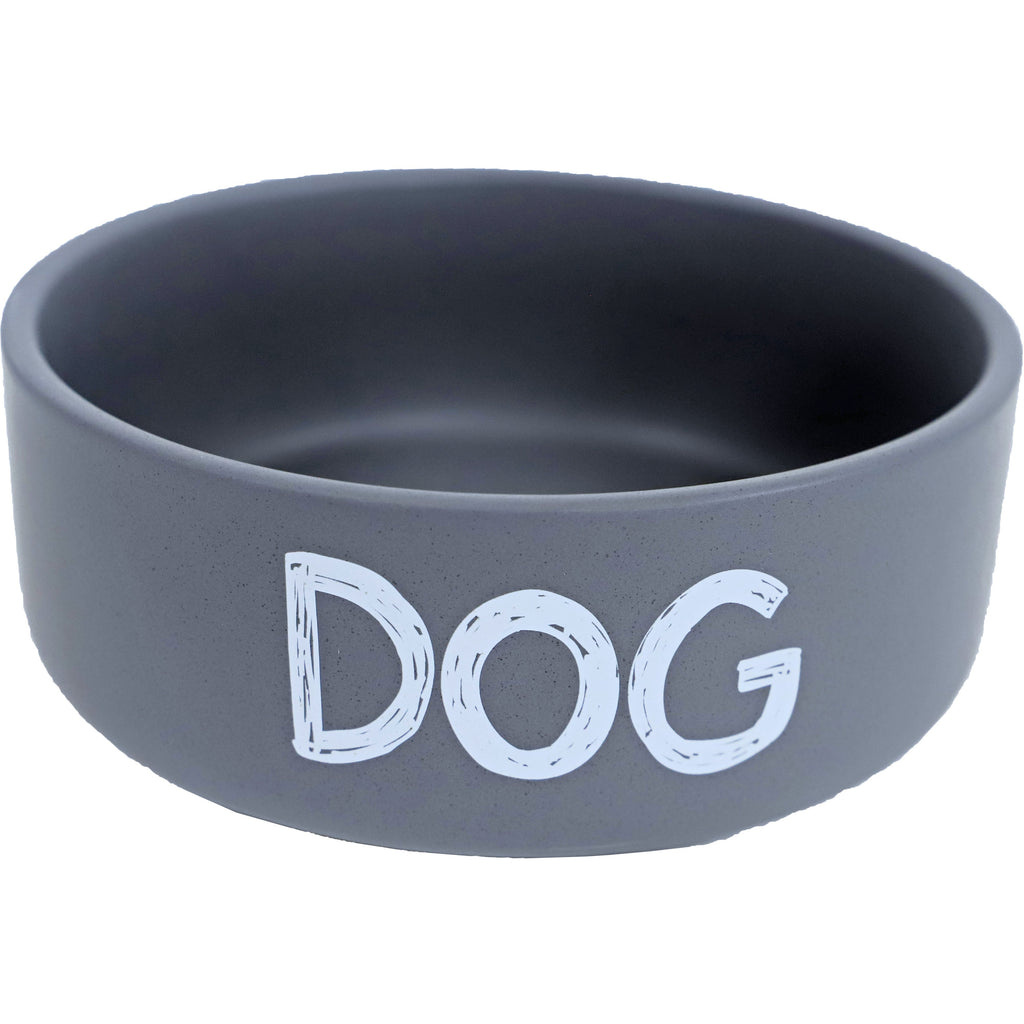 [DEBO_020 4582] BOL DE NOURRITURE EN PIERRE POUR CHIEN GRIS MAT 16 CM