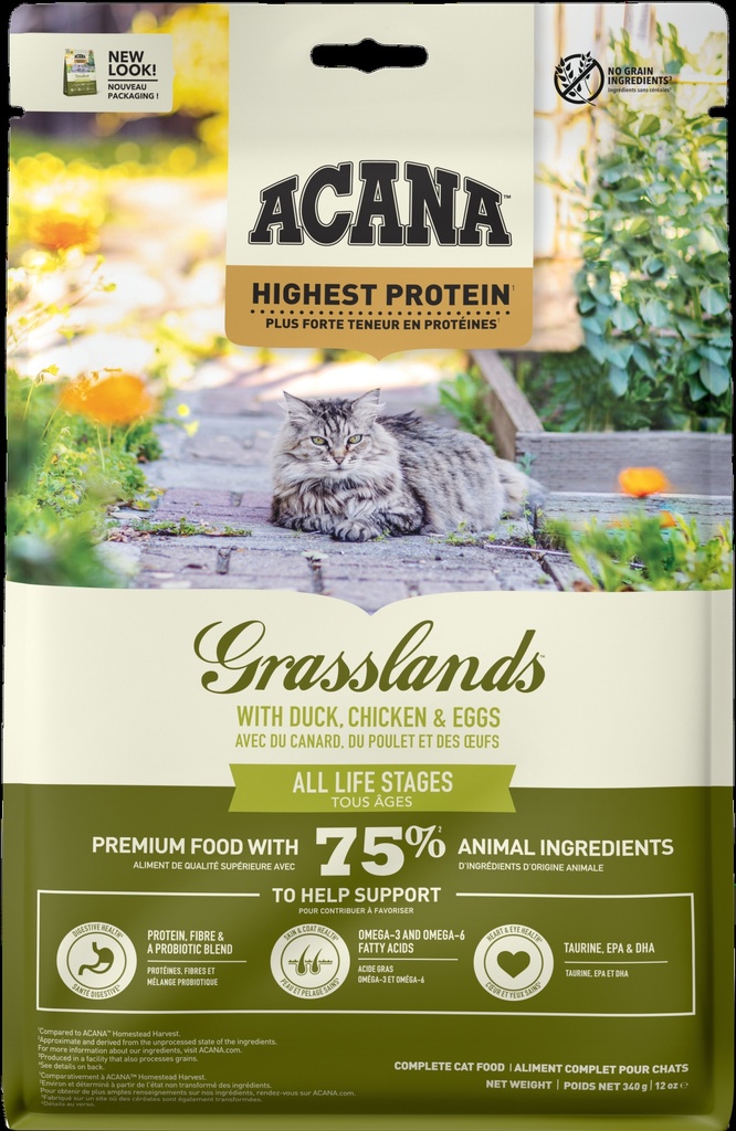 Acana Highest Protein Cat grasslands duck, chicken & egg 340gr