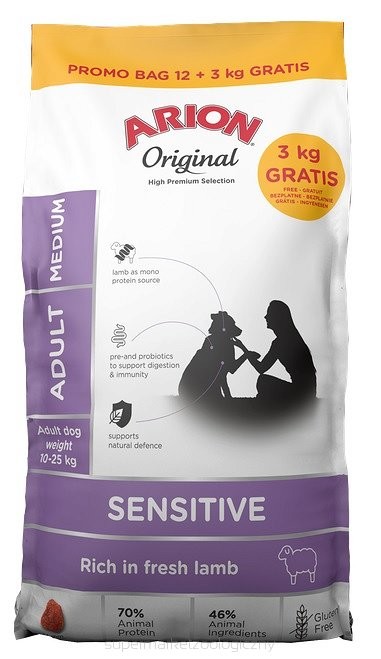 ARION ORIGINAL SENSITIVE MEDIUM  promo 12+3kg